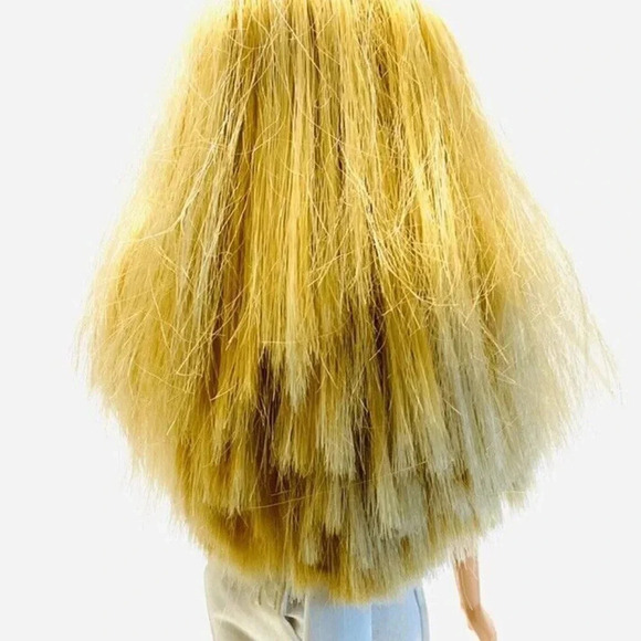 MATTEL BARBIE Doll White Gown 12"Tall Blonde Hair Purple Eyes Articulated Elbows - Picture 6 of 12